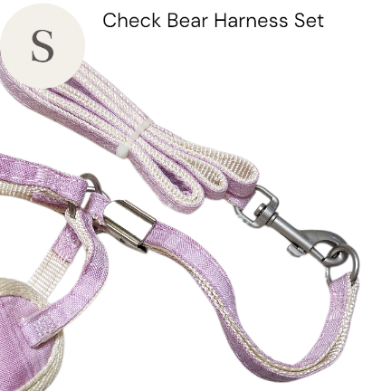 画像8: 【メール便無料】愛犬用 犬服 ペット用 ハーネス SET 犬用 犬 可愛い ベア チェック柄 くま ハーネスセット 胴輪セット 可愛いハーネス 小型犬 散歩 旅行 軽量 簡単装着 プラムピンク