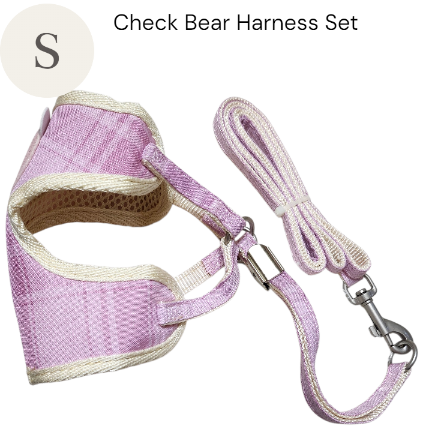 画像7: 【メール便無料】愛犬用 犬服 ペット用 ハーネス SET 犬用 犬 可愛い ベア チェック柄 くま ハーネスセット 胴輪セット 可愛いハーネス 小型犬 散歩 旅行 軽量 簡単装着 プラムピンク
