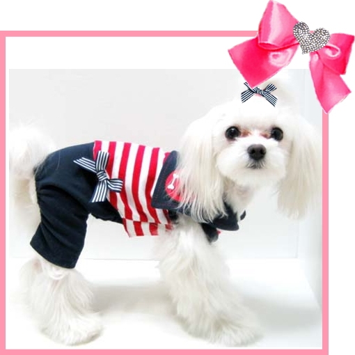 画像: 【再入荷】【半額】犬 服/愛犬[メール便OK]セール/セーラーオールインワン（つなぎ）　Puppyzzang-アウトレット