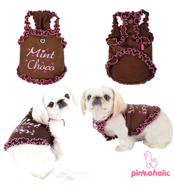 画像:  【期間限定セール】【メール便無料】愛犬服/ミント チョコ キャミ * ブラウン【PINKAHOLIC】xmas